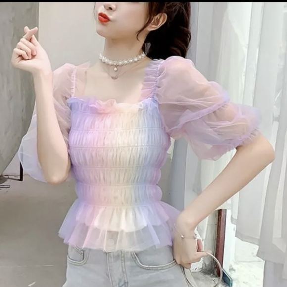 NWT WINTER RAINBOW STREET FASHION ROMANTIC DATE NIGHT MESH TOP SIZE: SMALL-LARGE - Picture 9 of 11